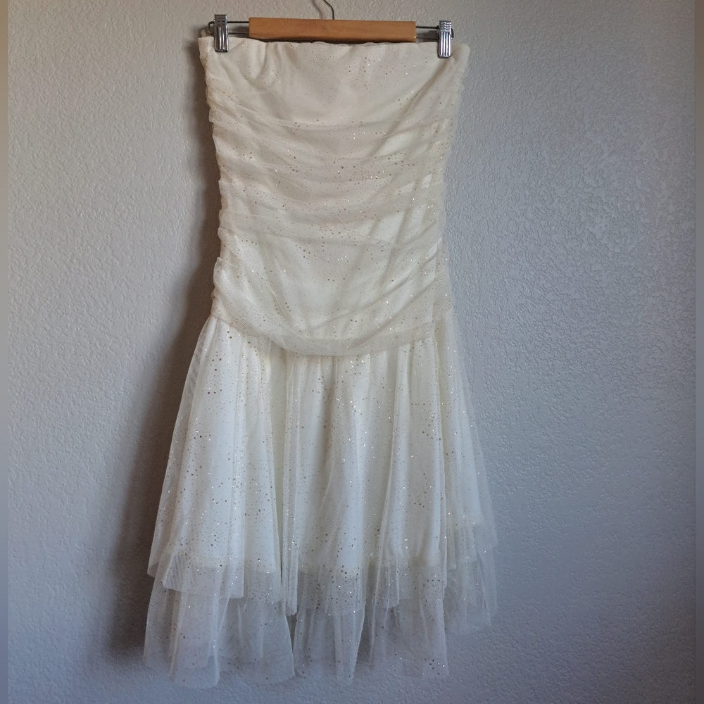 Studio Y Tulle White Glitter Halter Neck Dress Size Medium